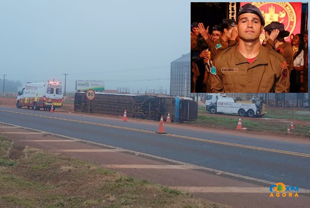 Bombeiro é um dos sobreviventes de ônibus que tombou na BR-163