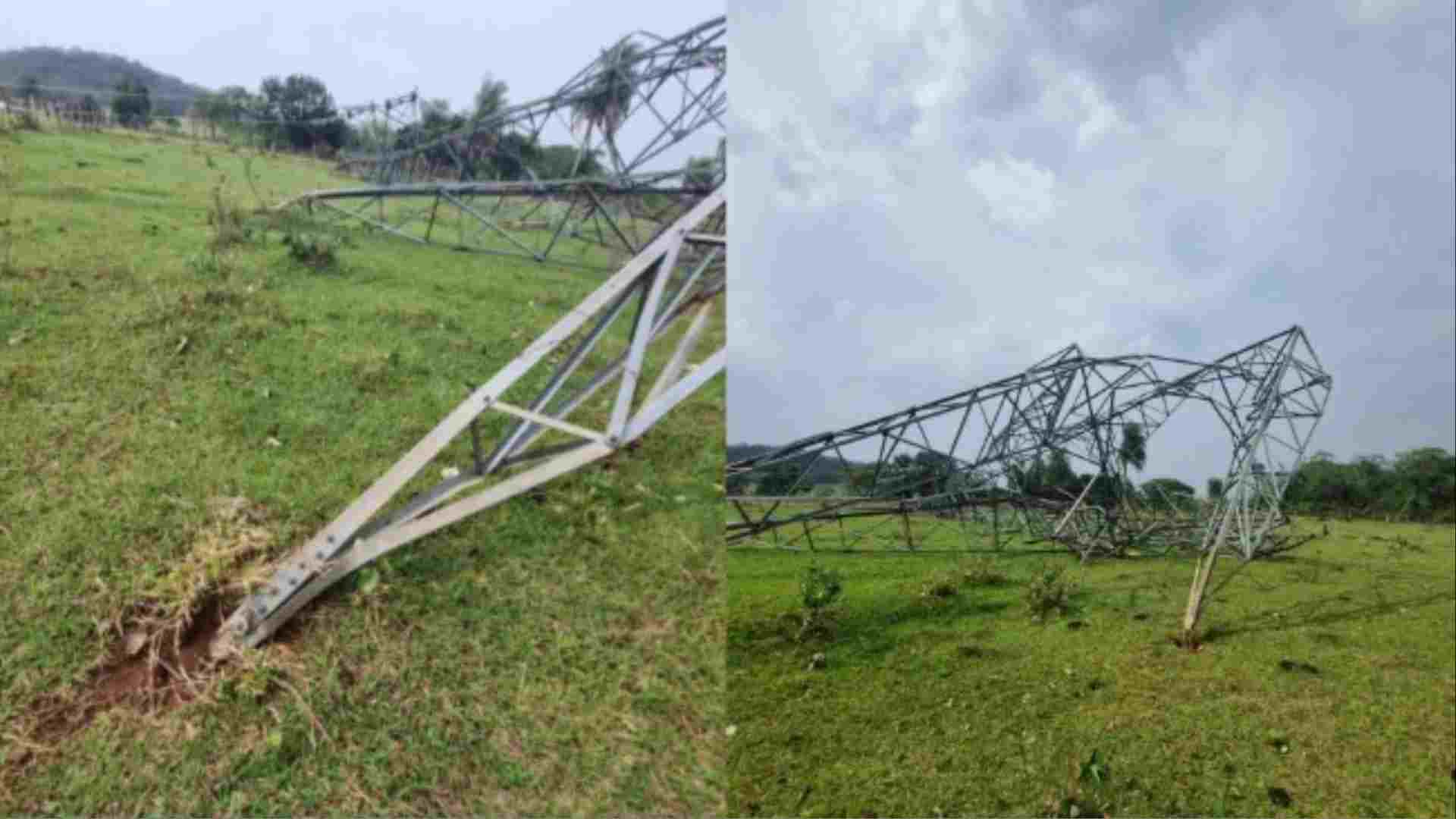 Força de vendaval em cidades de MS destruiu suporte de torres de transmissão