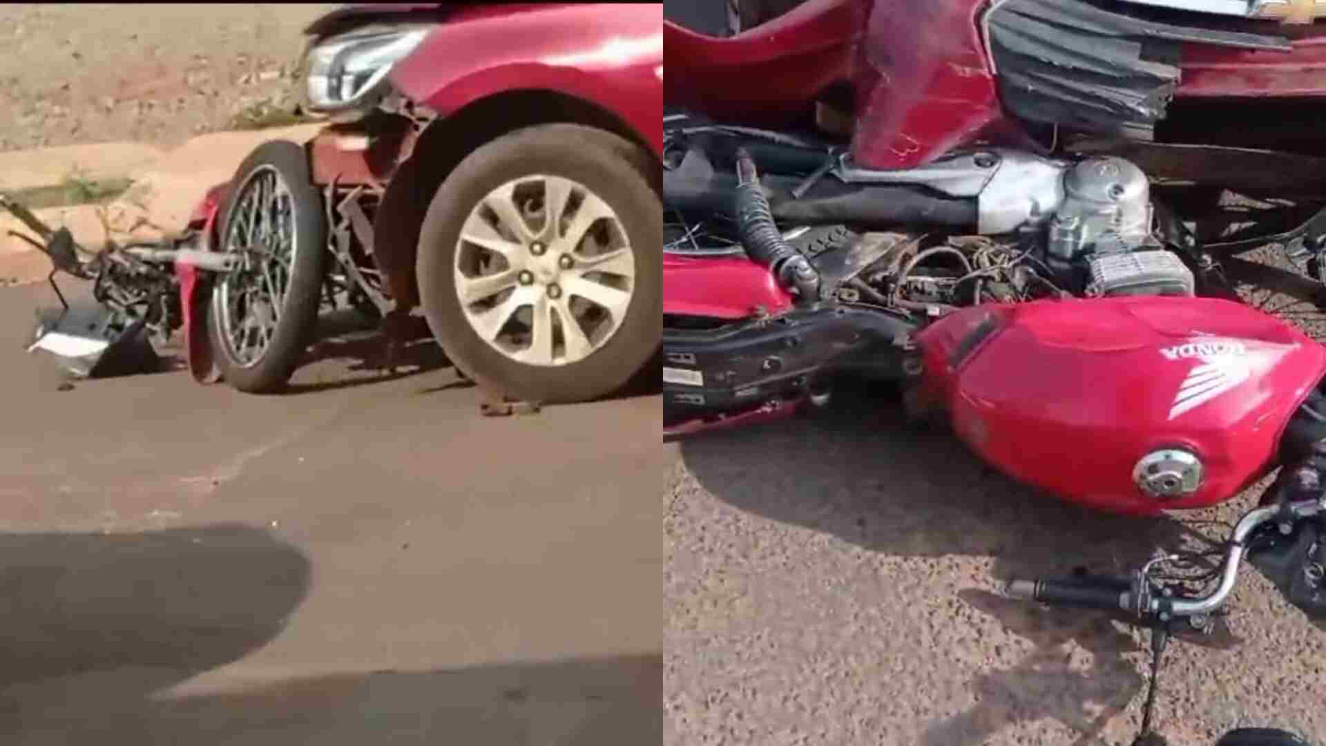 Motociclista é arremessado em acidente após carro fazer conversão proibida em avenida da Capital