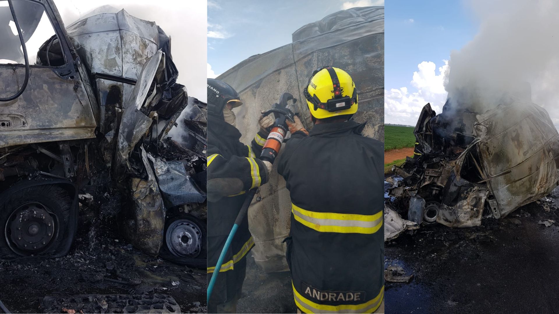 Engavetamento em ‘pare e siga’ mata motorista de van carbonizado na MS-306 em Chapadão do Sul