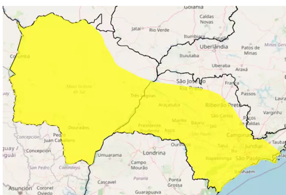 MS está sob alerta de temporais e chuvas intensas com alagamentos