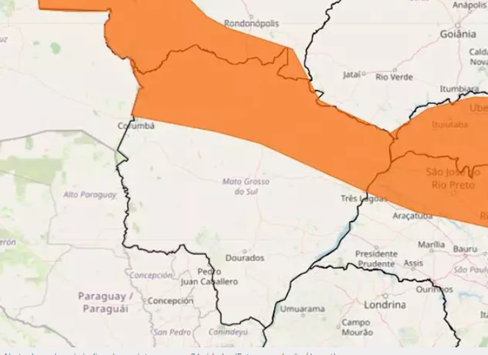 Inmet renova alerta de chuvas intensas para 24 cidades de MS, Coxim está na lista
