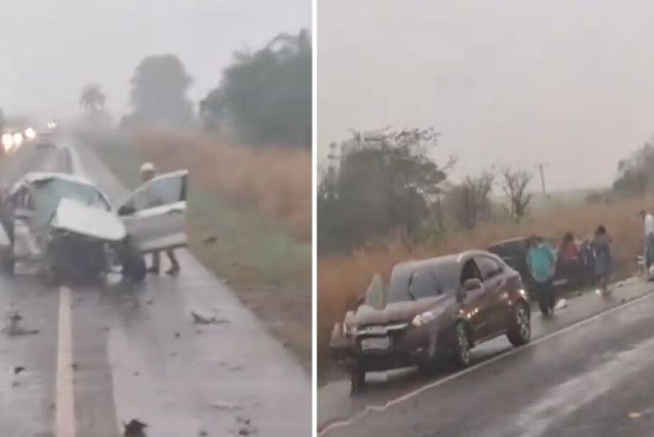 Colisão de carro e caminhonte em meio à chuva mata dois na BR-163