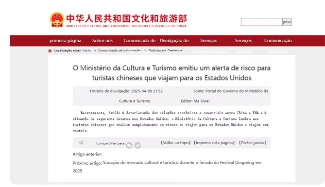 EUA x China: governo chinês emite alerta de risco para viagens aos Estados Unidos