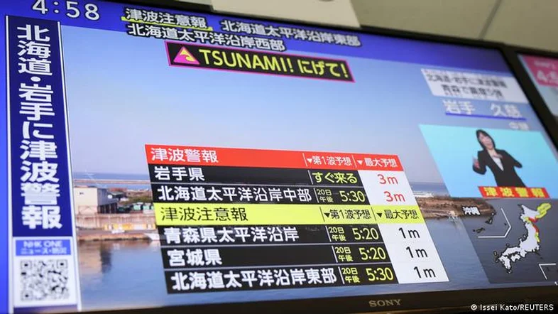 Tsunami atinge Japão após terremoto; autoridades alertam para ondas de até 3 metros