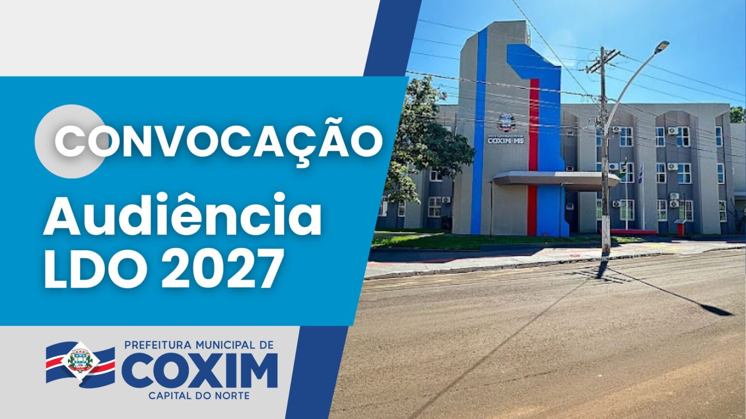 Prefeitura de Coxim convoca audiência pública para discutir a Lei de Diretrizes Orçamentárias de 2027