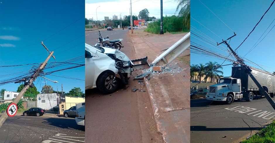 Motoristas derrubam um poste de energia elétrica a cada 36 horas em Mato Grosso do Sul