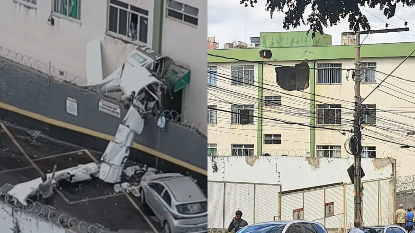 Avião de pequeno porte cai e atinge prédio em Belo Horizonte