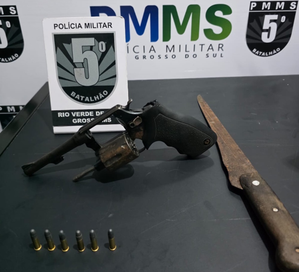 PM apreende revólver após denúncia de disparos de arma de fogo em Rio Verde 