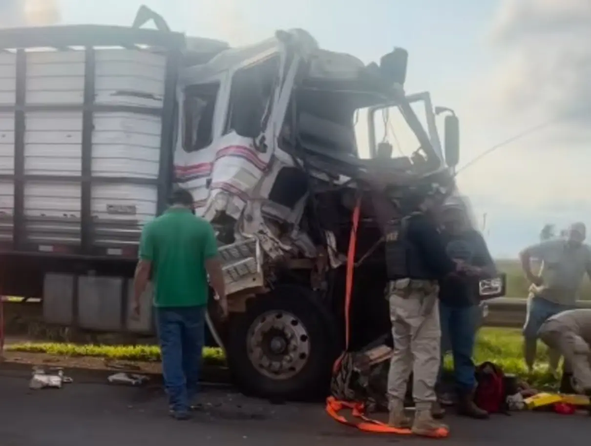 Motorista fica ferido em acidente entre caminhões na BR-267 em Jardim